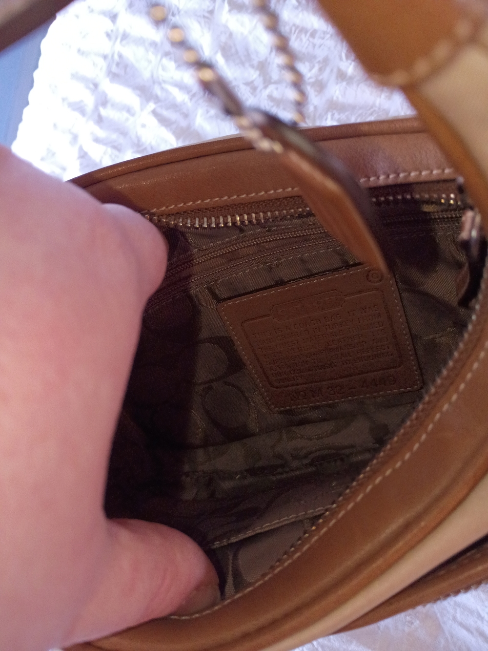 Coach Beige Mini Shoulder Bag with Tan Trim - Picture 6 of 8